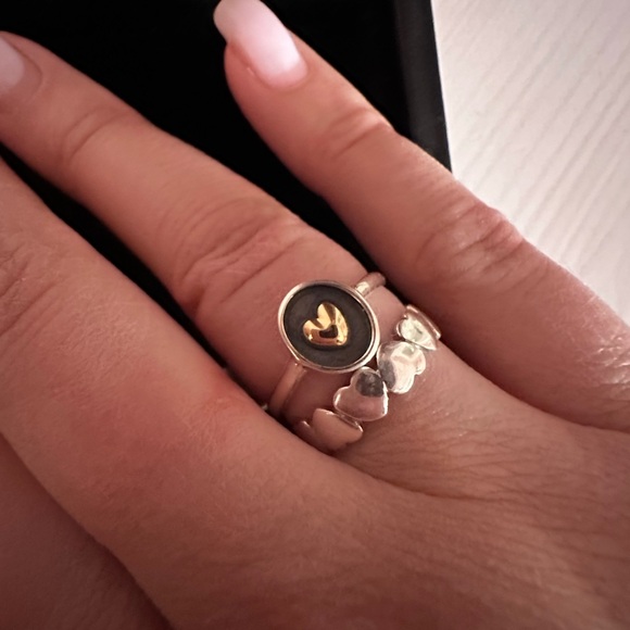 Sterling silver with 18k gold heart ring - Picture 2 of 2